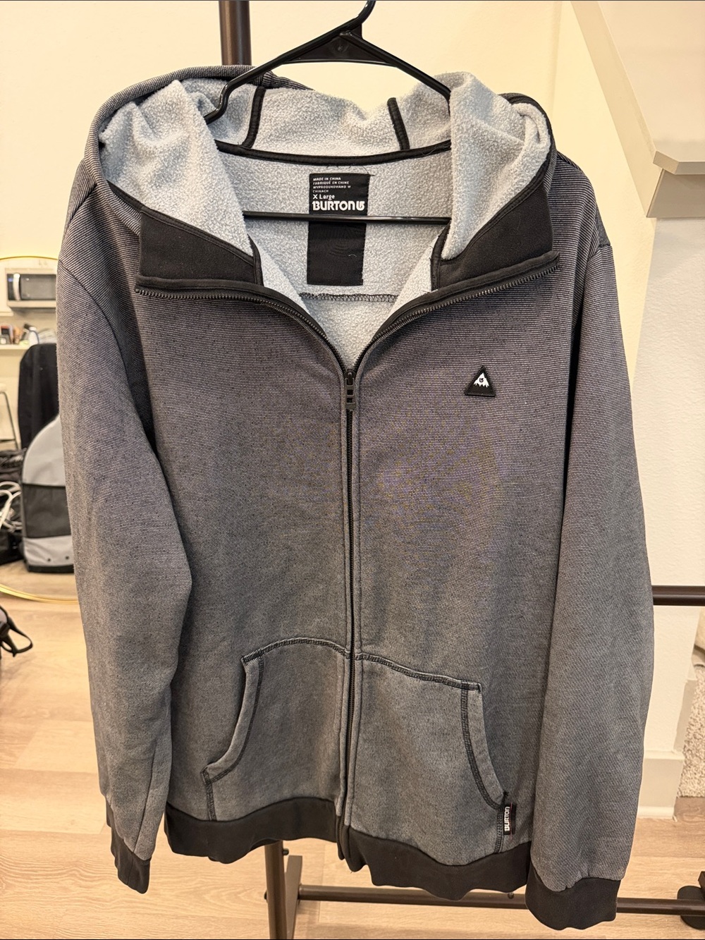 Burton Men’s Gray Full-Zip Hooded Fleece Jacket